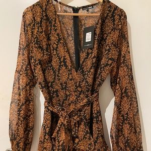 XL Black/ Brown Wildflower mini dress